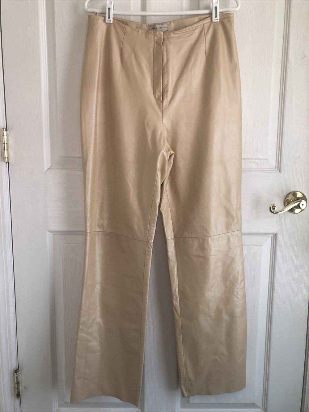 VTG Womens Sz 10 leather pants Lord & Taylor Champagne Y2K old Money 90s minimal